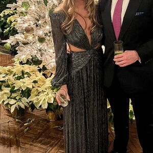 PatBO Metallic Gown cut out maxi (hemmed for 5’3)